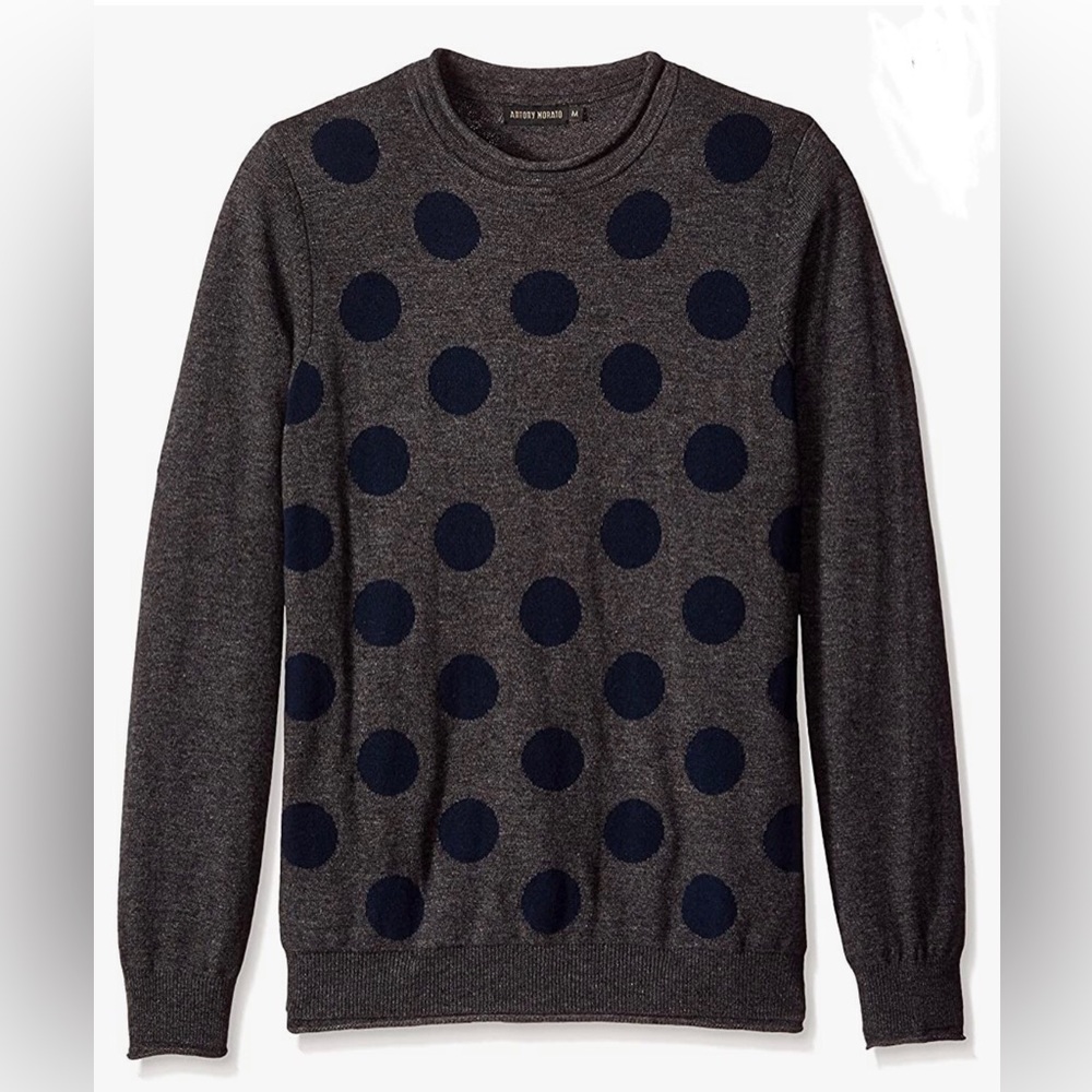 Antony Morato Rollneck Sweater Gray Wool Cashmere Polka Dot Size L
